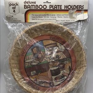 Vintage Deluxe Bamboo Plate Holders- set of 4